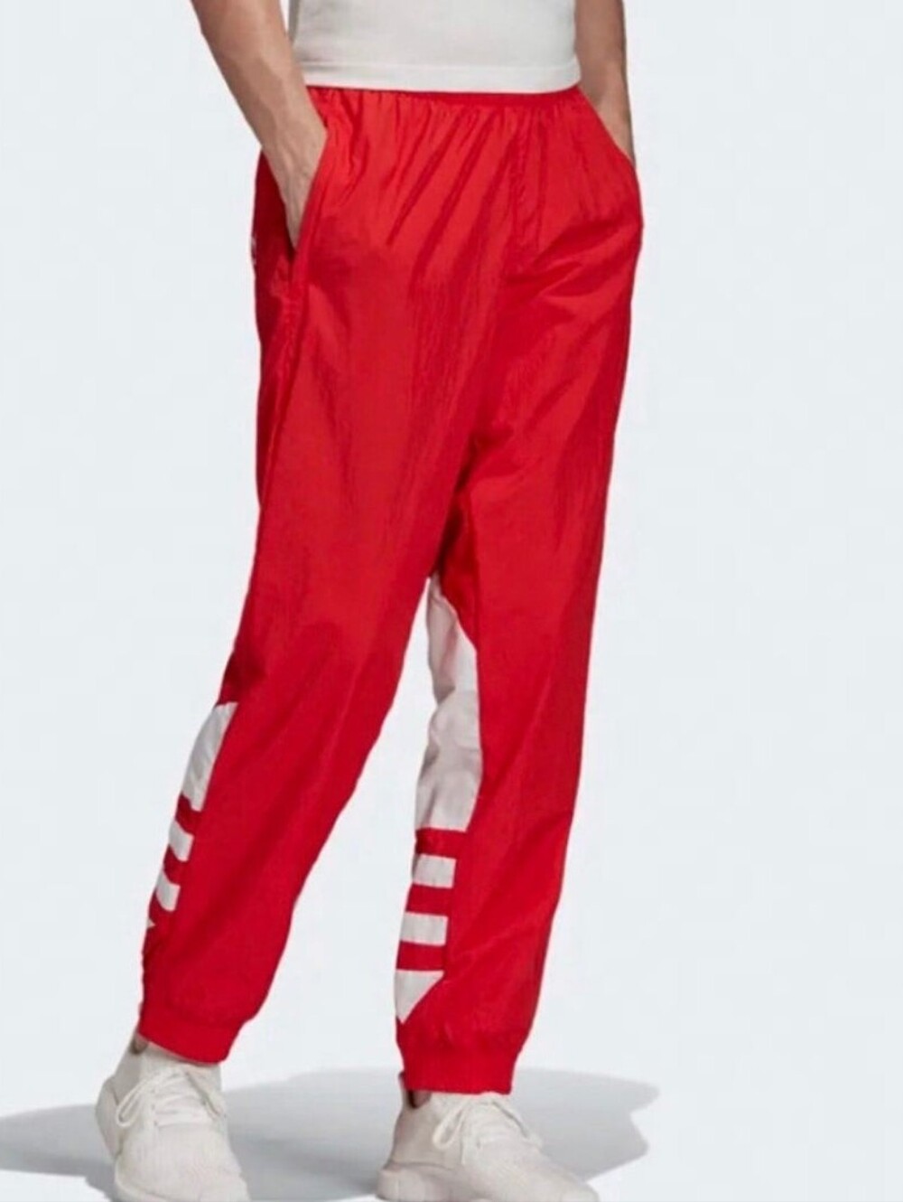 ADIDAS ORIGINALS Men's Red Big Trefoil Nylon Track Pants XS.